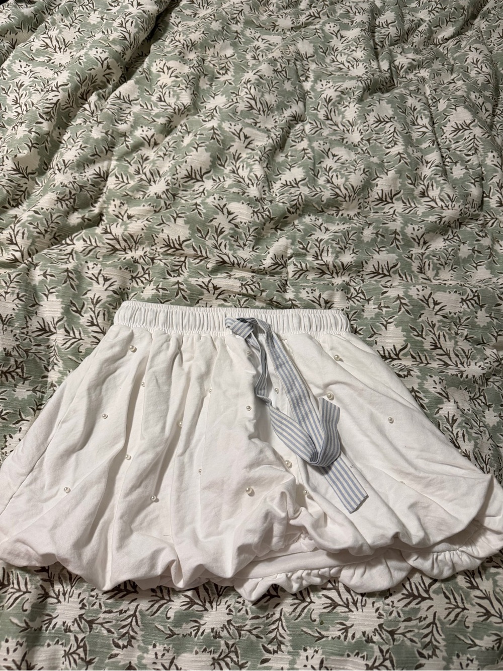 Peach Love California White Bubble Hem Skirt with Striped Tie